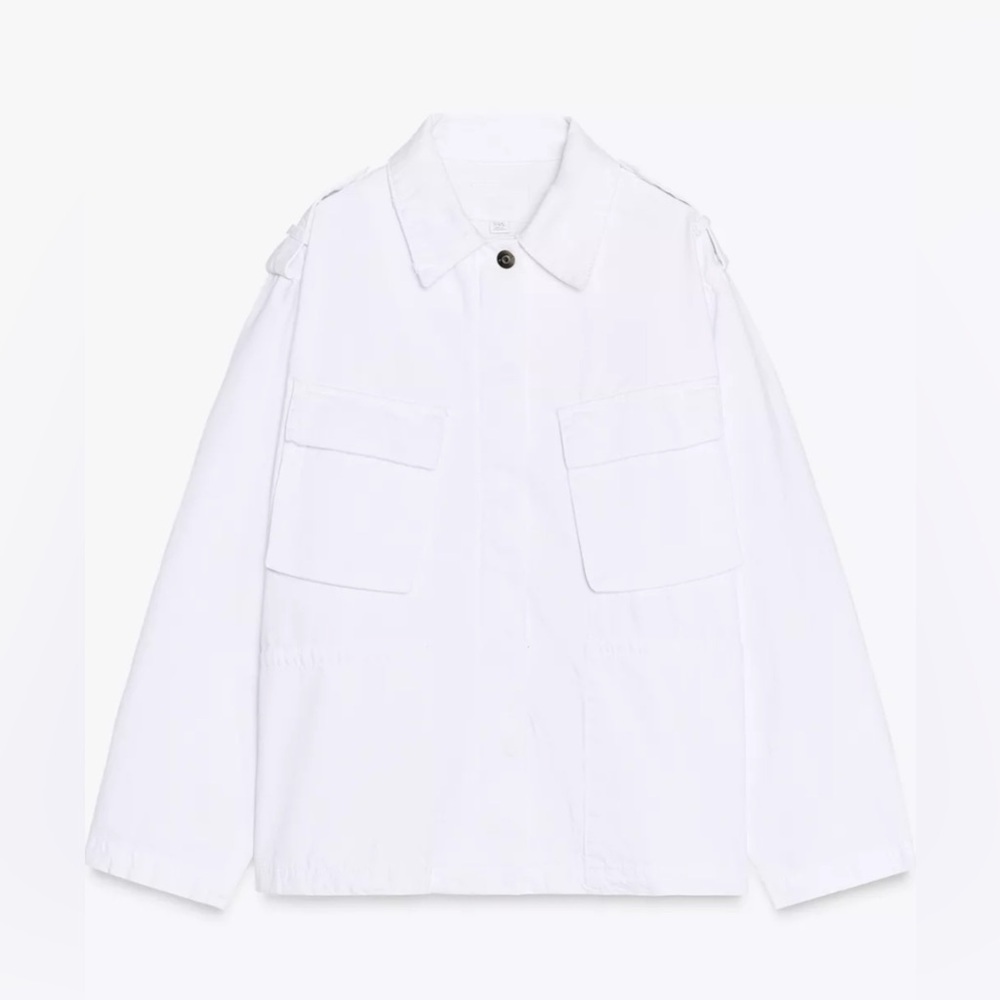 Nwt- TRF DENIM POCKET JACKET - Oyster-white-XS/S
